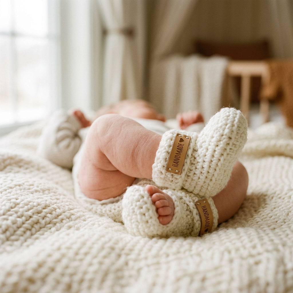 Crochet Baby Booties Pattern PDF | Cuffed Design | 4 Sizes | Multilingual Tutorial