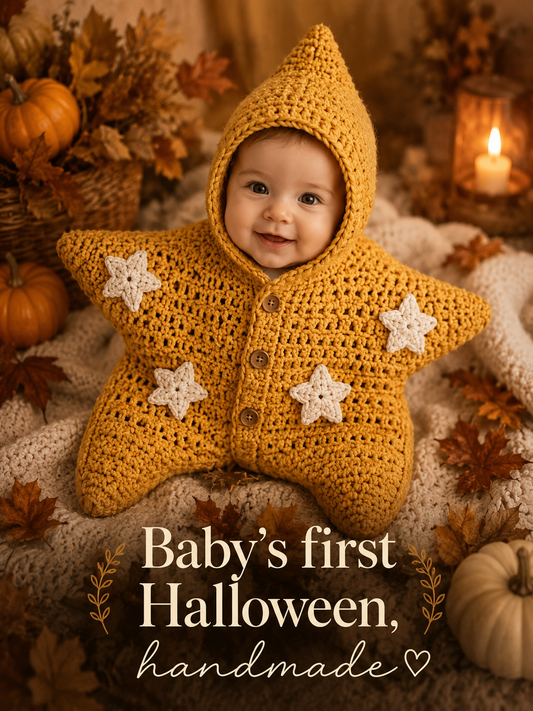 Crochet Baby Star Halloween Costume Pattern | Baby’s First Halloween Handmade Crochet Star Costume