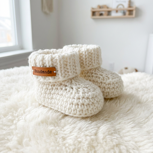 Crochet Baby Booties Pattern PDF | Cuffed Design | 4 Sizes | Multilingual Tutorial