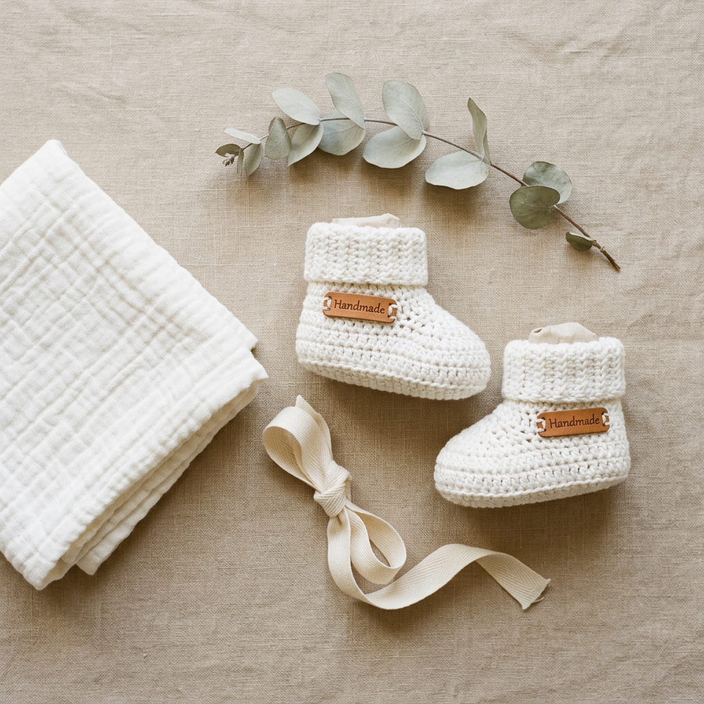 Crochet Baby Booties Pattern PDF | Cuffed Design | 4 Sizes | Multilingual Tutorial