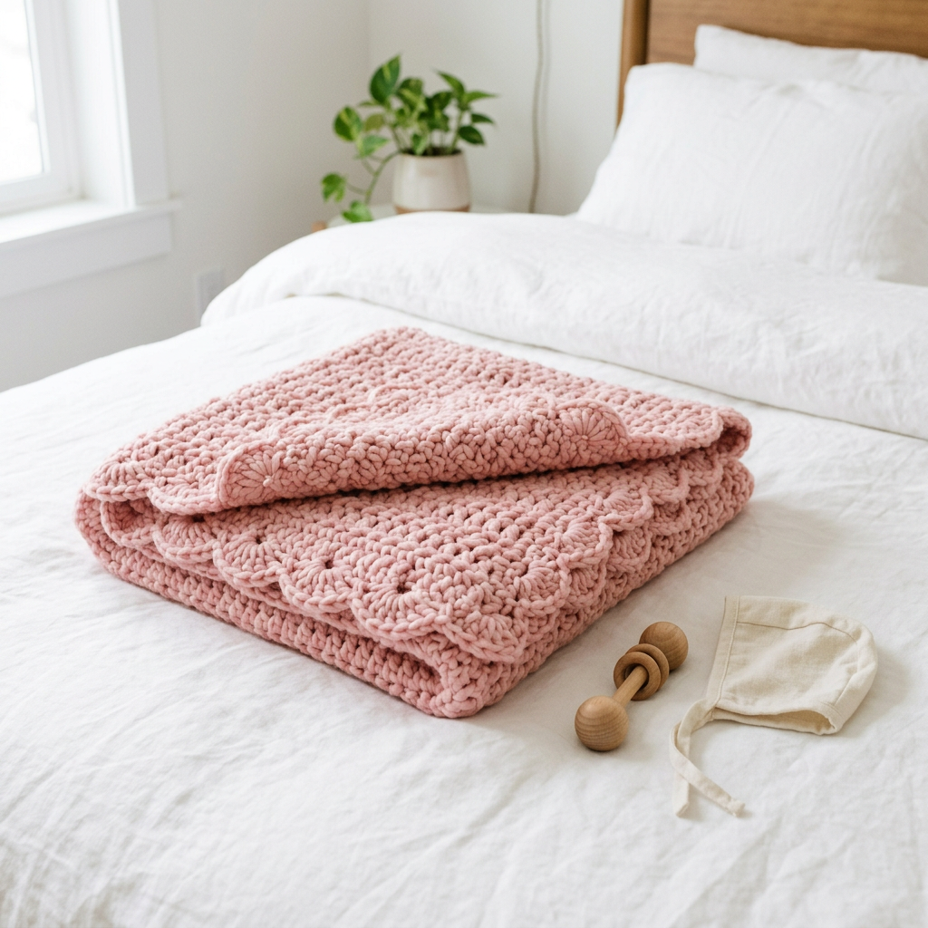 Simple Crochet Baby Blanket Pattern, Shell Stitch PDF, Beginner Friendly