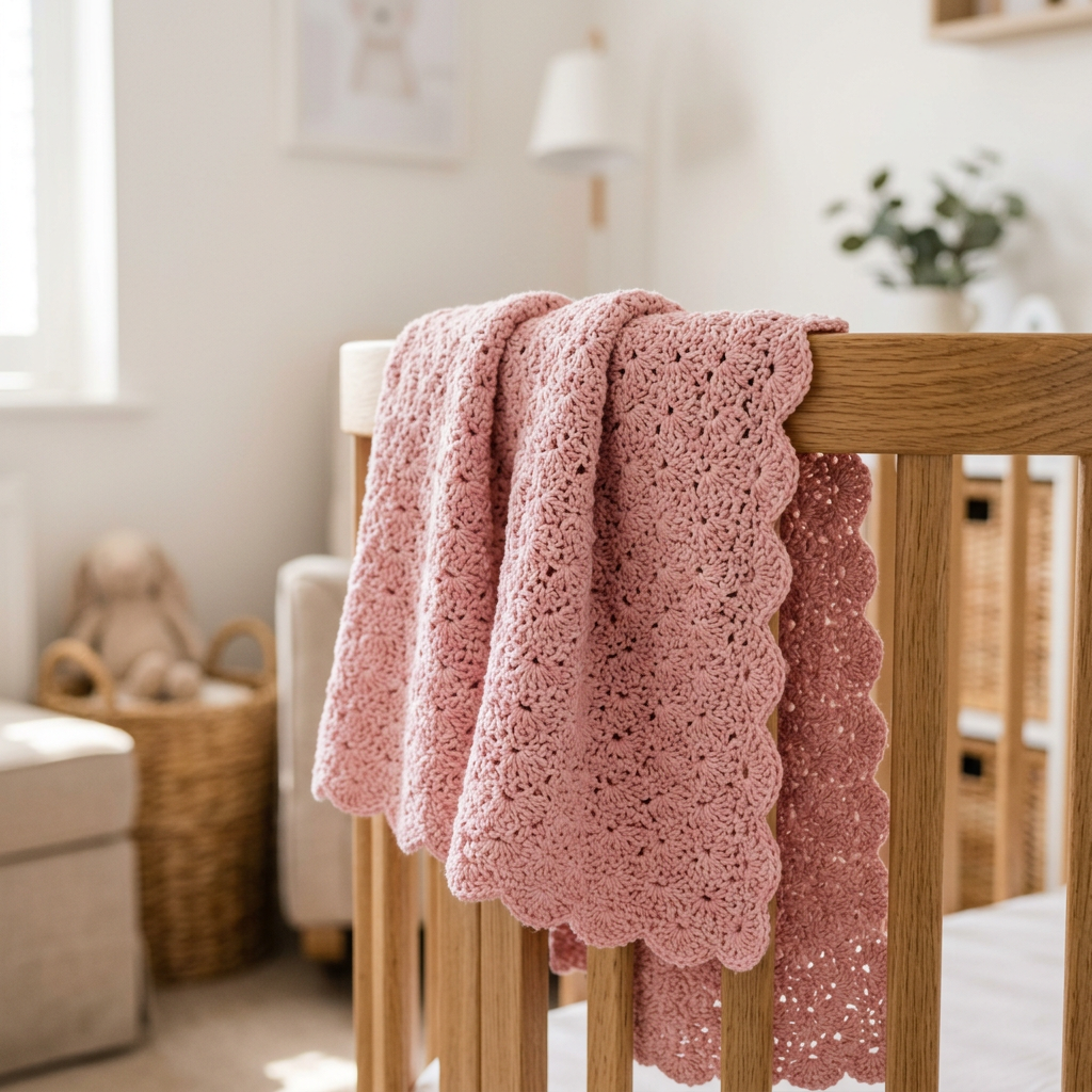 Simple Crochet Baby Blanket Pattern, Shell Stitch PDF, Beginner Friendly