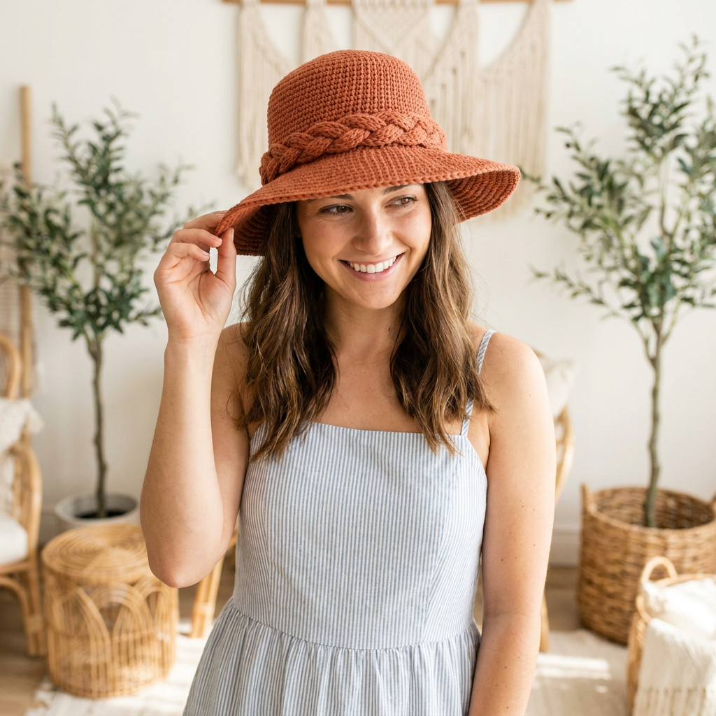 CROCHET PATTERN + VIDEO Wheatfield Sun Hat | Wheat Stitch Brim | 7 Sizes Newborn to Adult | Instant Pdf Download